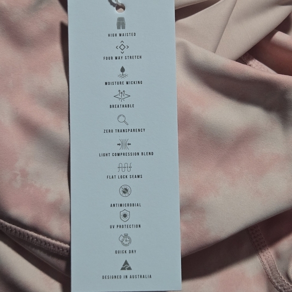 Allfenix Womens Blush Pink Tie Dye Logo High Rise 7/8 Ankle Leggings Size XS - Picture 8 of 10